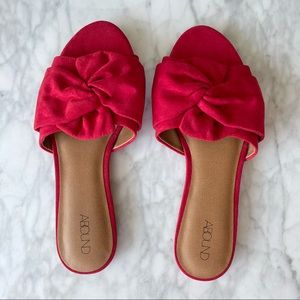 NEW Abound Capryce Front Tie Front Suede Sandal, Red, Size US 7